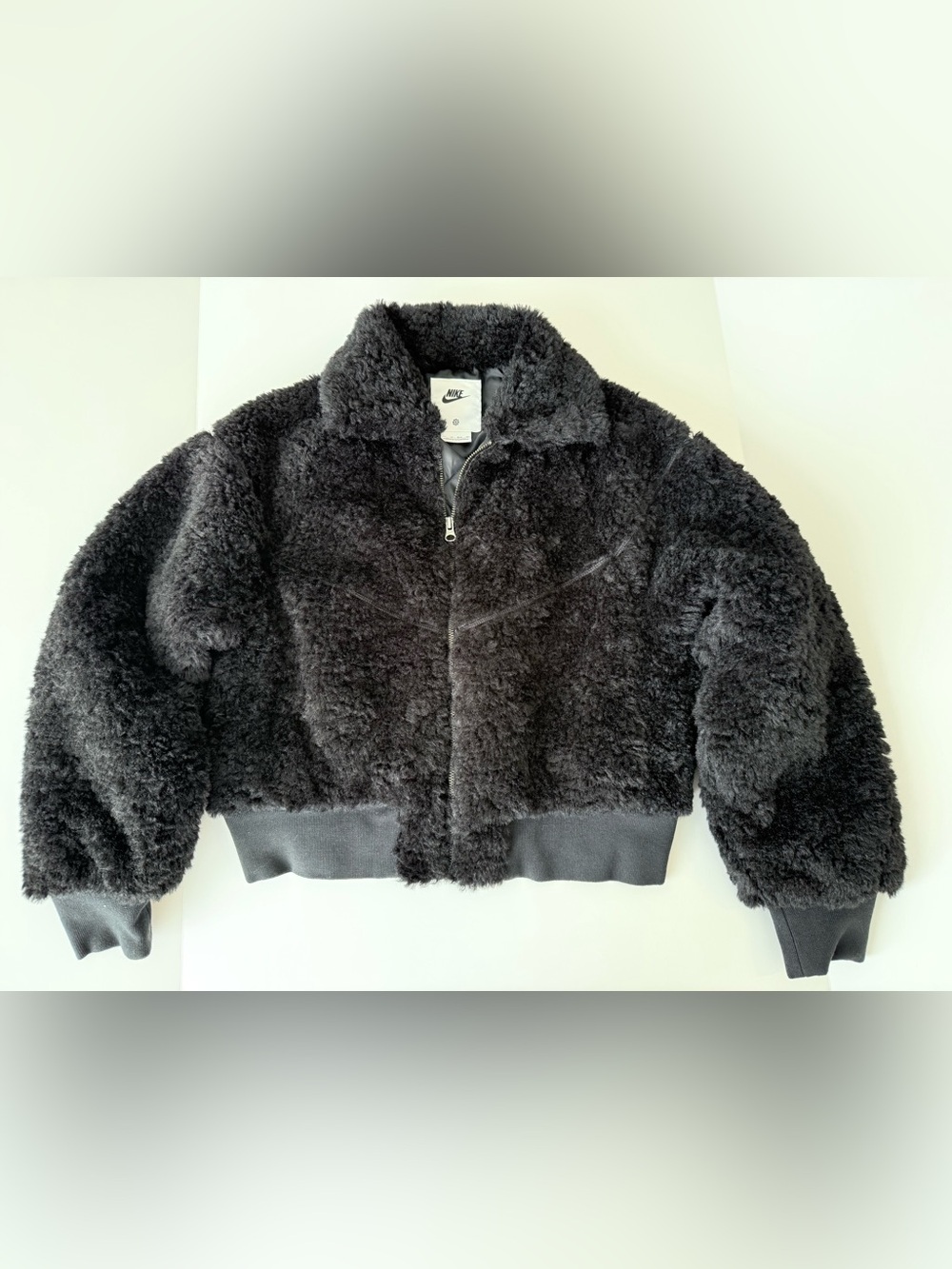 Nike Sportswear Essential Faux Fur Black Bomber Jacket Women’s XS HV2807-010